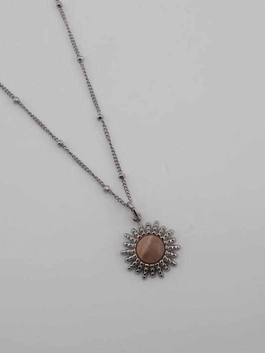 Samira Pink Quartz Silver necklace — NOEVAH