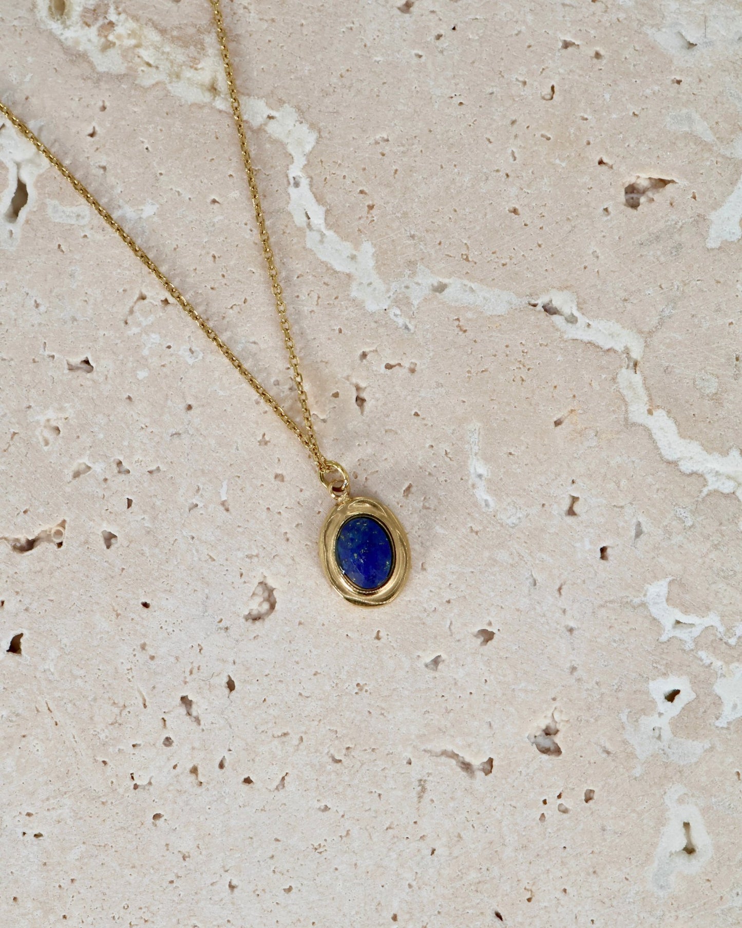 Amalya Lapis Lazuli & Pearl necklace — natural stone | NOEVAH
