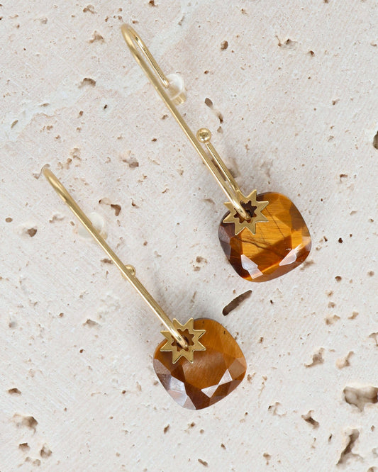 Sofia Tiger Eye earrings — natural stone | NOEVAH