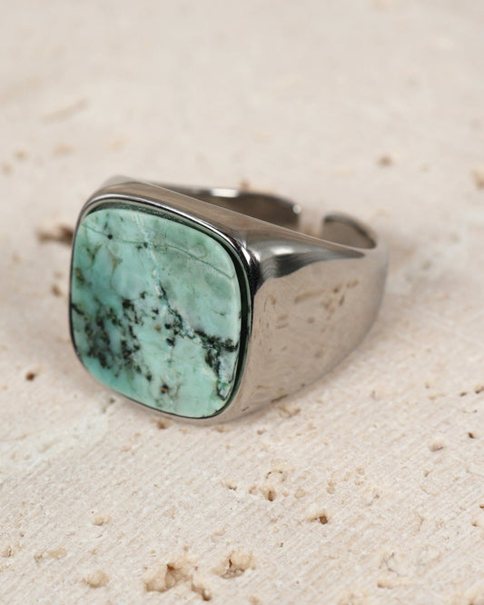 Giza African Turquoise Silver ring — natural stone | NOEVAH