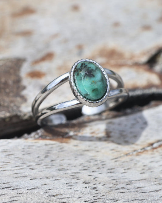 Portimao African Turquoise Silver ring — natural stone | NOEVAH