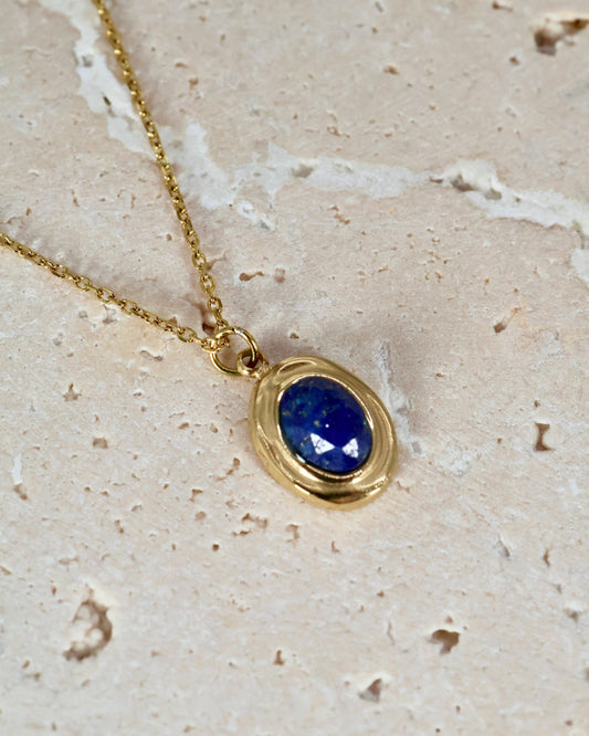Amalya Lapis Lazuli & Pearl necklace — natural stone | NOEVAH