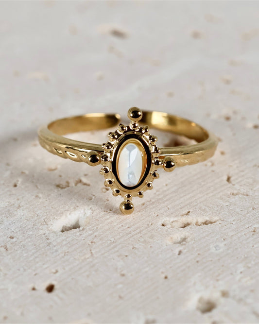 Lisboa Mother of Pearls ring — natural stone | NOEVAH