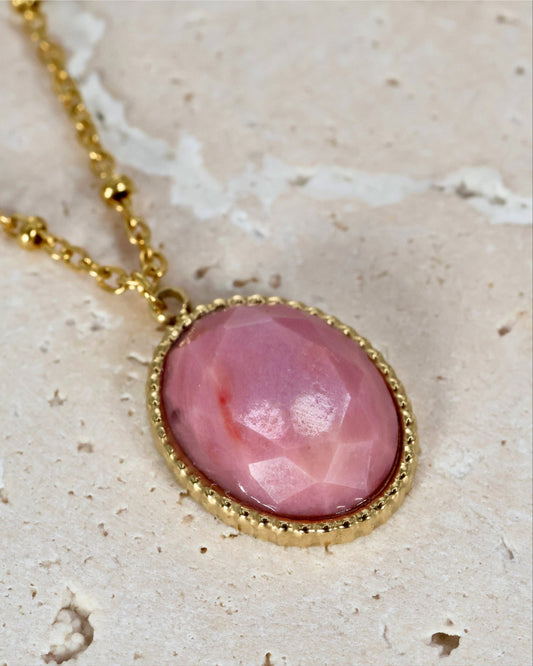 Santorini Rhodochrosite necklace — natural stone | NOEVAH