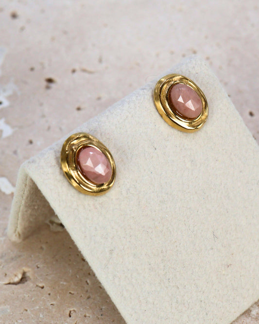 Amalya Rhodochrosite earrings — natural stone | NOEVAH