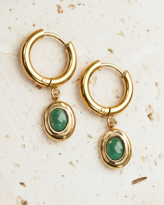 Amalya African Jade earrings — natural stone | NOEVAH