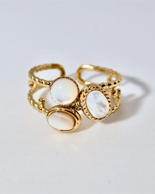 Zanzi Mother of Pearl ring — natural stone | NOEVAH