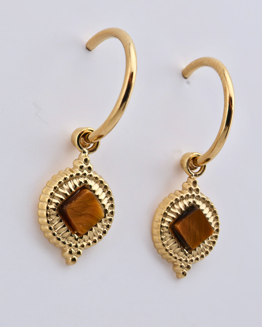 Eivissa Tiger Eye earrings — natural stone | NOEVAH