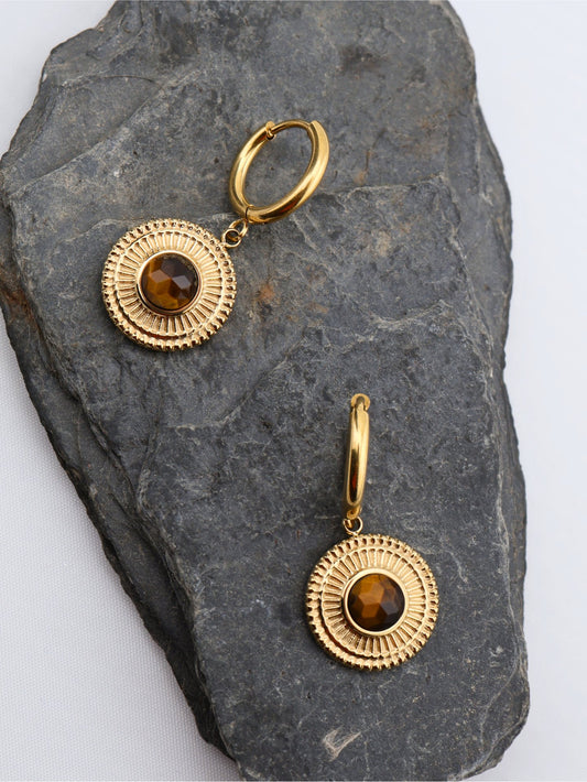 Camelia Tiger Eye earrings — natural stone | NOEVAH