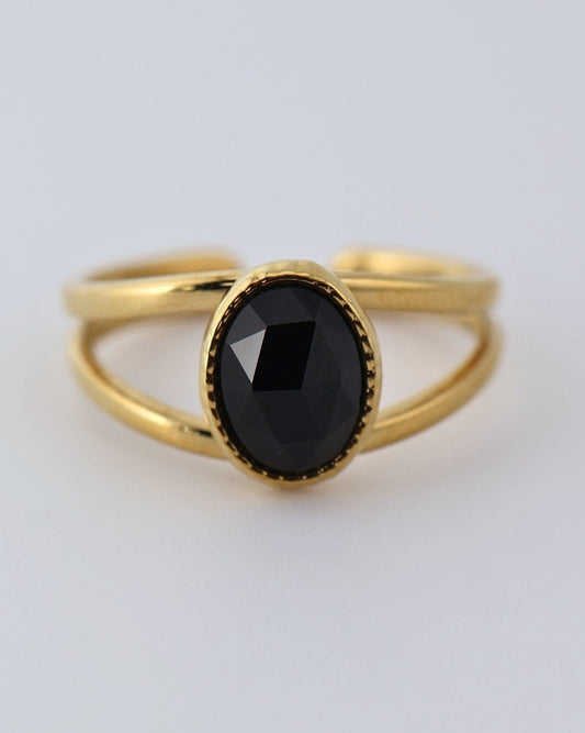 Portimao Black Agate ring — natural stone | NOEVAH