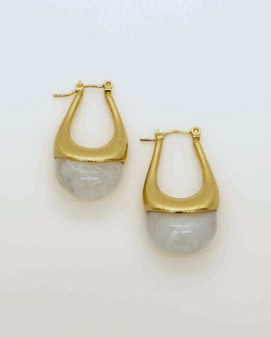 Mina White Resin earrings — stainless steel | NOEVAH