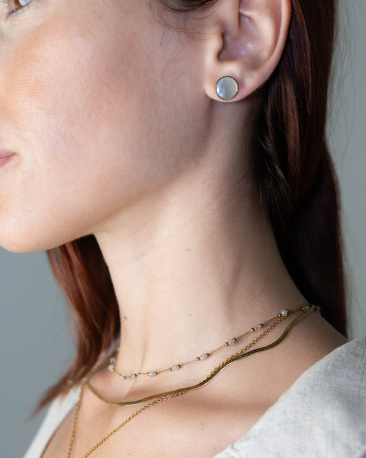 Kaia Mother of Pearl earrings — natural stone | NOEVAH