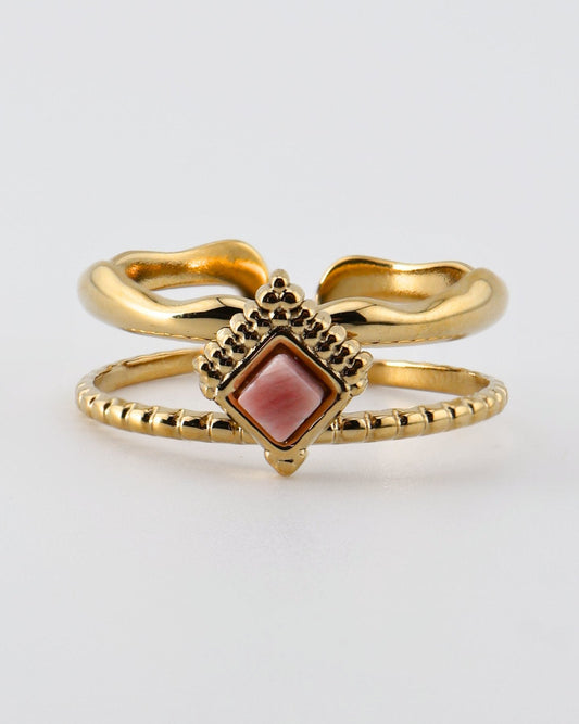 Mykonos Rhodochrosite ring — natural stone | NOEVAH
