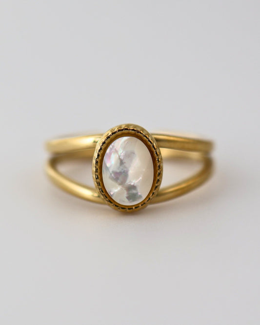 Portimao Mother of Pearl ring — natural stone | NOEVAH