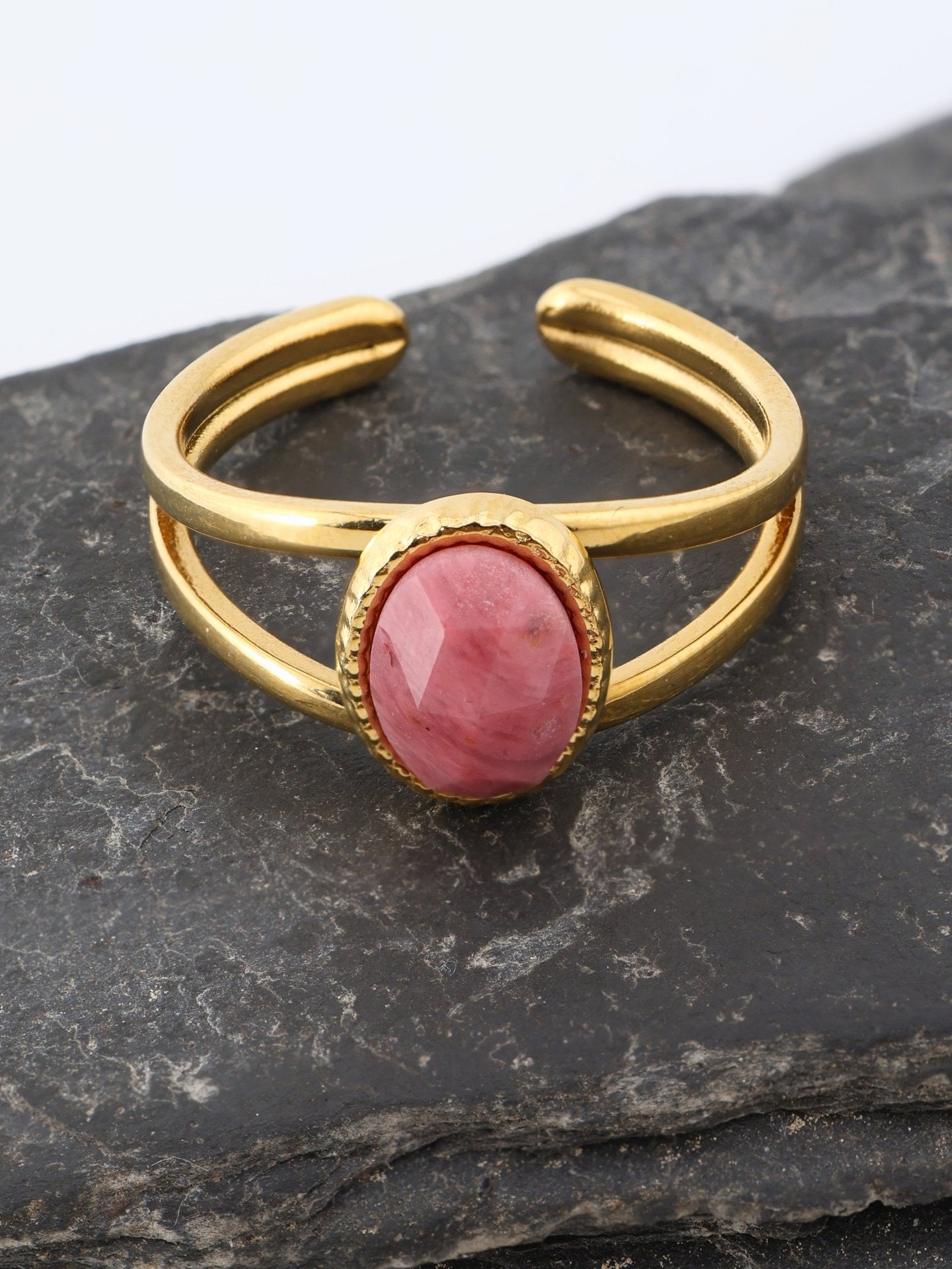 Portimao Rhodochrosite ring — natural stone | NOEVAH
