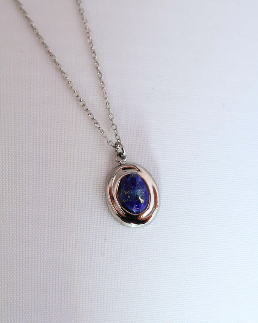 Amalya Lapis Lazuli Silver necklace — natural stone | NOEVAH