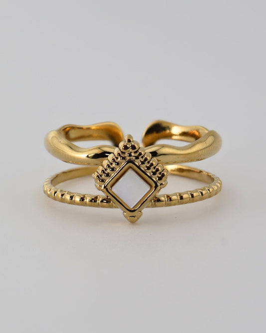 Mykonos Mother of Pearls ring — natural stone | NOEVAH
