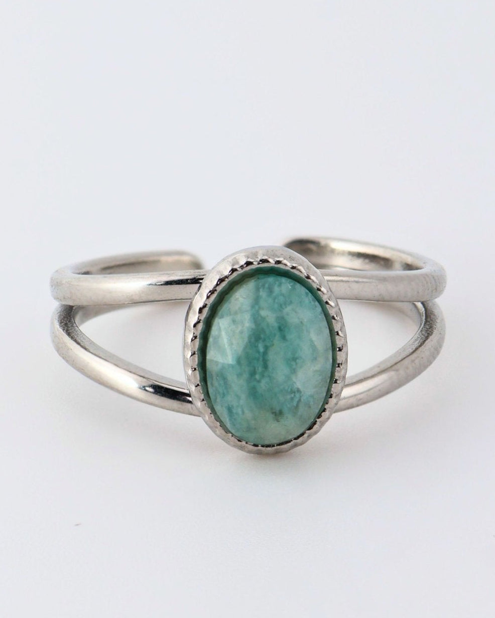 Portimao Amazonite Silver ring — natural stone | NOEVAH