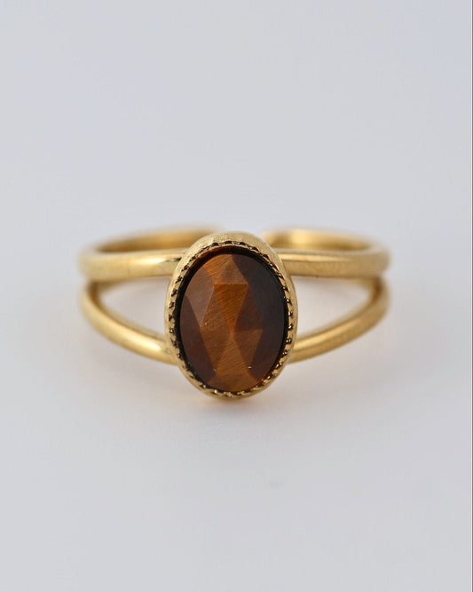 Portimao Tiger Eye ring — natural stone | NOEVAH