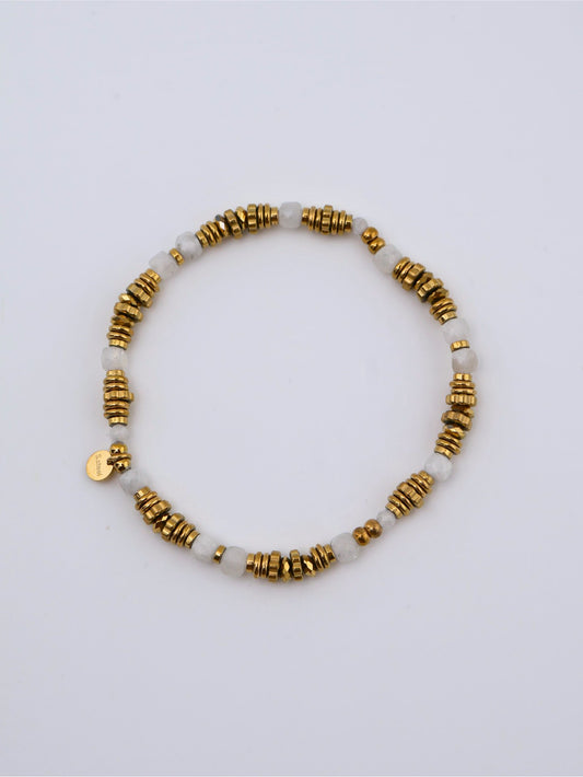 Bohemia White Jade bracelet — natural stone | NOEVAH