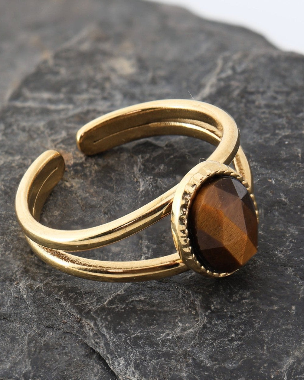 Portimao Tiger Eye ring — natural stone | NOEVAH