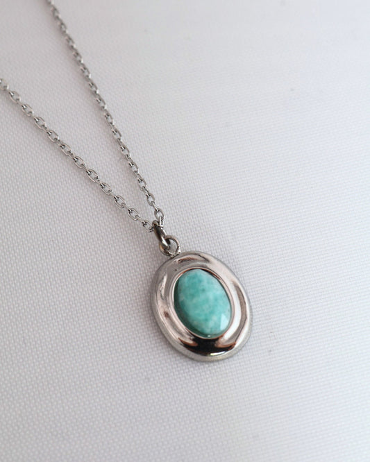 Amalya Amazonite Silver necklace — natural stone | NOEVAH