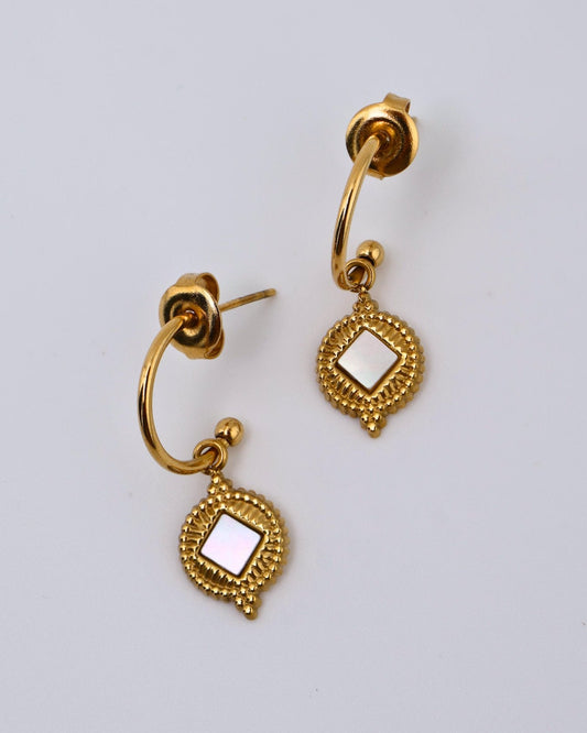 Eivissa Mother of Pearl earrings — natural stone | NOEVAH