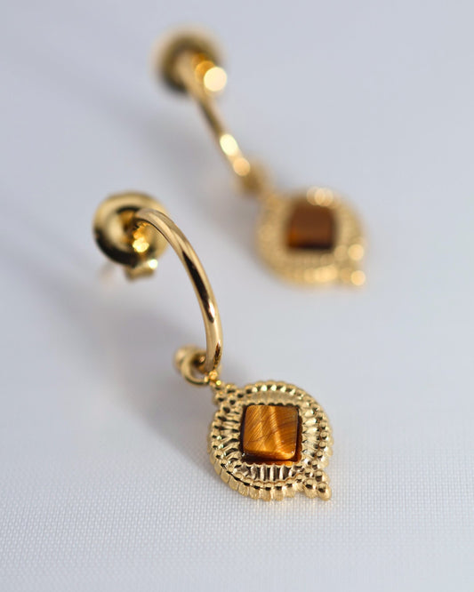 Eivissa Tiger Eye earrings — natural stone | NOEVAH
