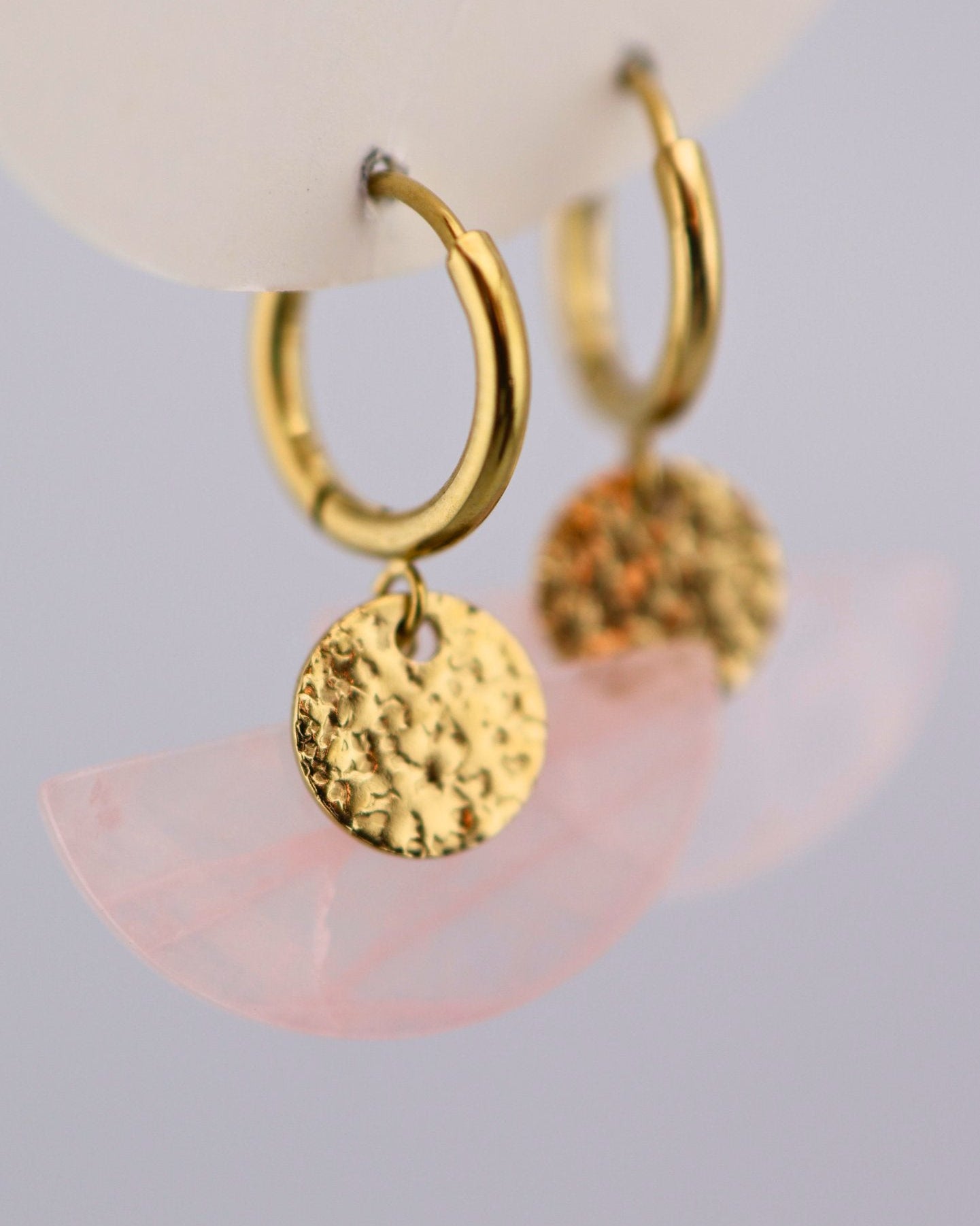 SAI Pink Quartz earrings — natural stone | NOEVAH