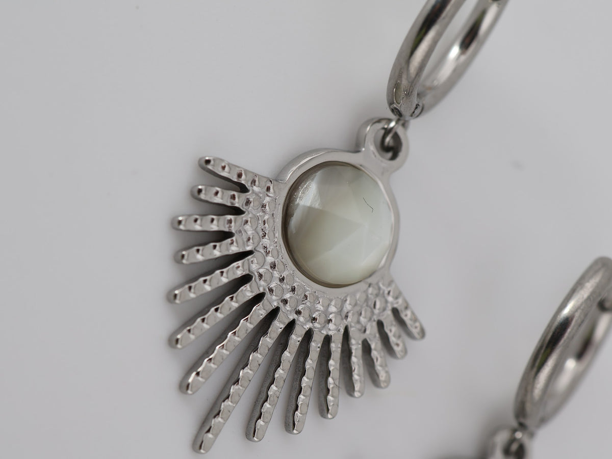 Mystic Earrings Mother of Pearl Silver — NOEVAH