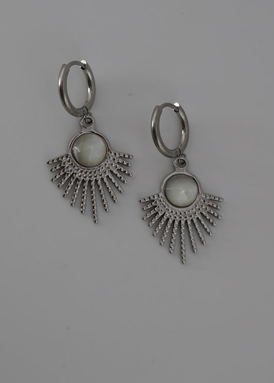 Mystic Earrings Mother of Pearl Silver — NOEVAH