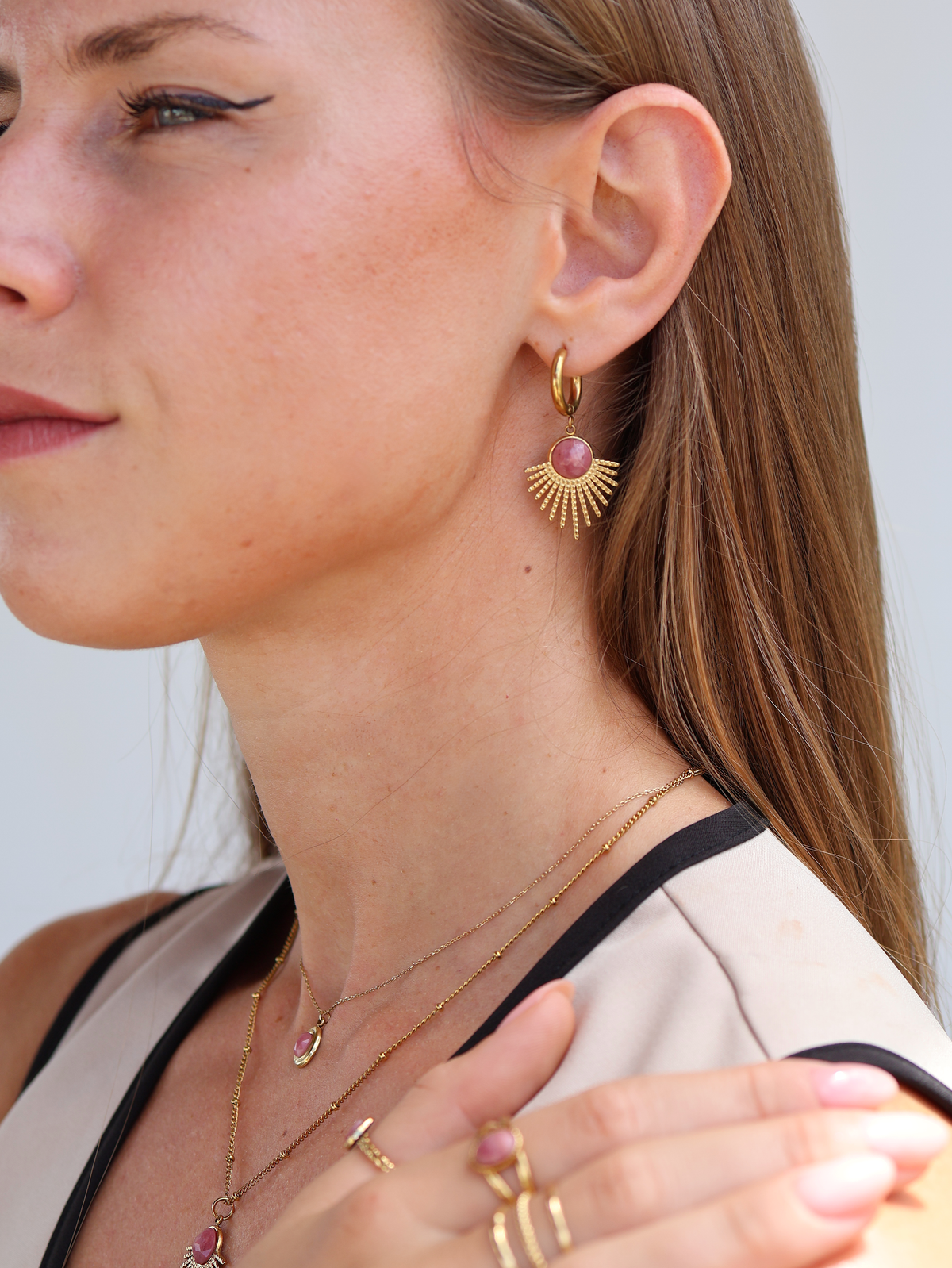 Mystic Earrings Rhodochrosite — NOEVAH