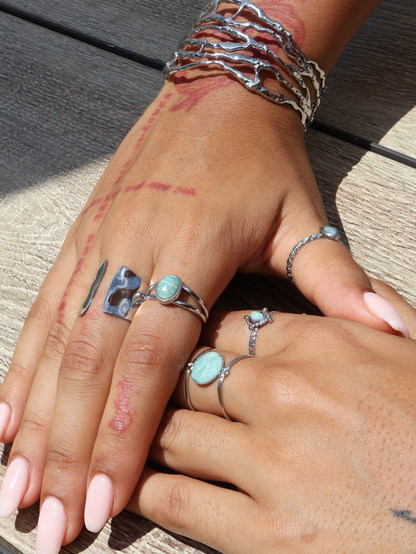 Amalfi Amazonite Silver ring — natural stone | NOEVAH