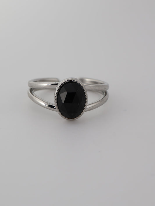 Portimao Ring Black Agate Silver