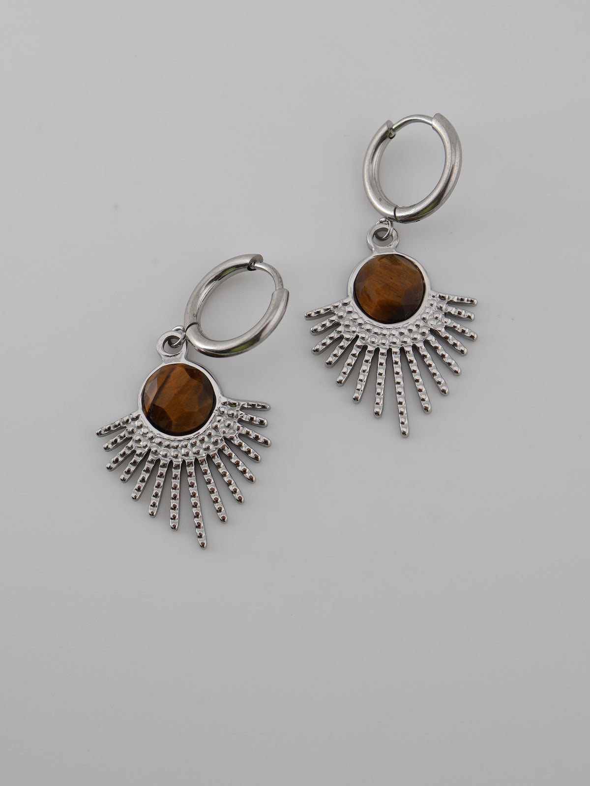 Mystic Earrings Tiger Eye Silver — NOEVAH