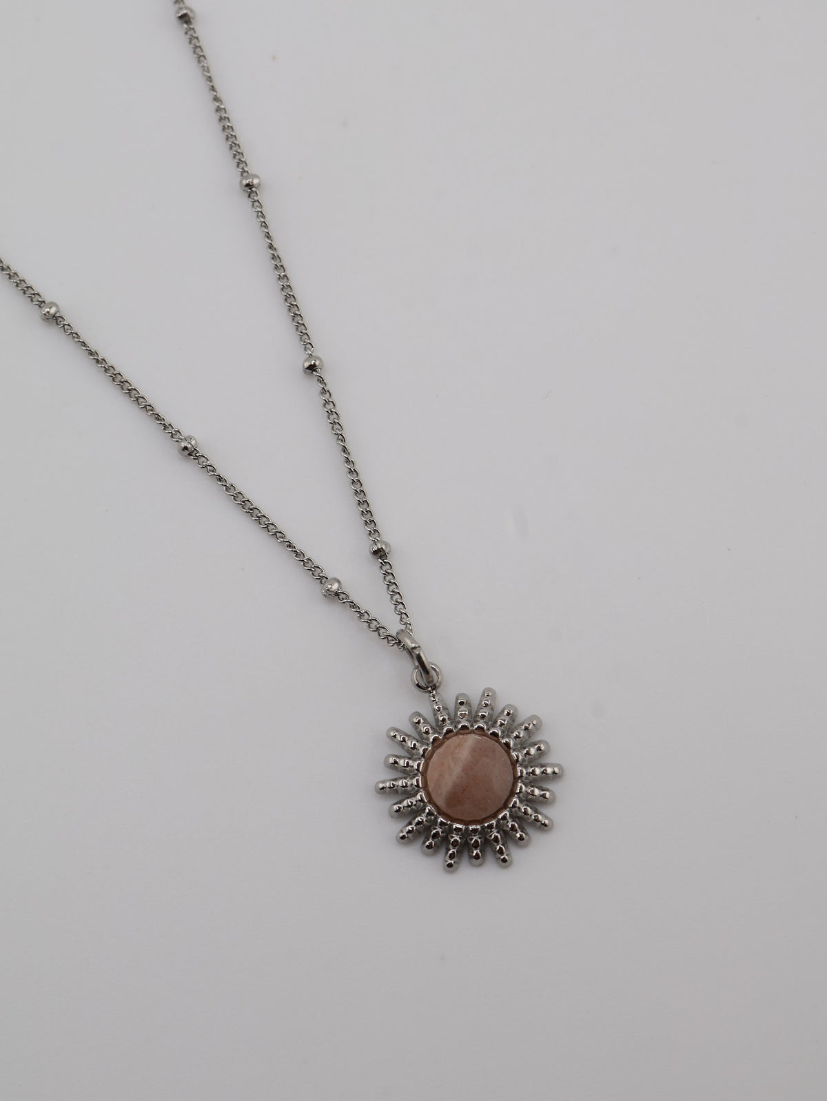 Samira Pink Quartz Silver necklace — NOEVAH