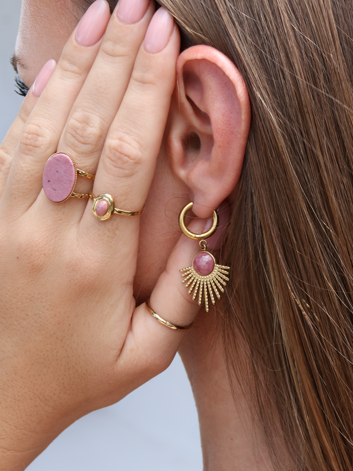 Mystic Earrings Rhodochrosite — NOEVAH