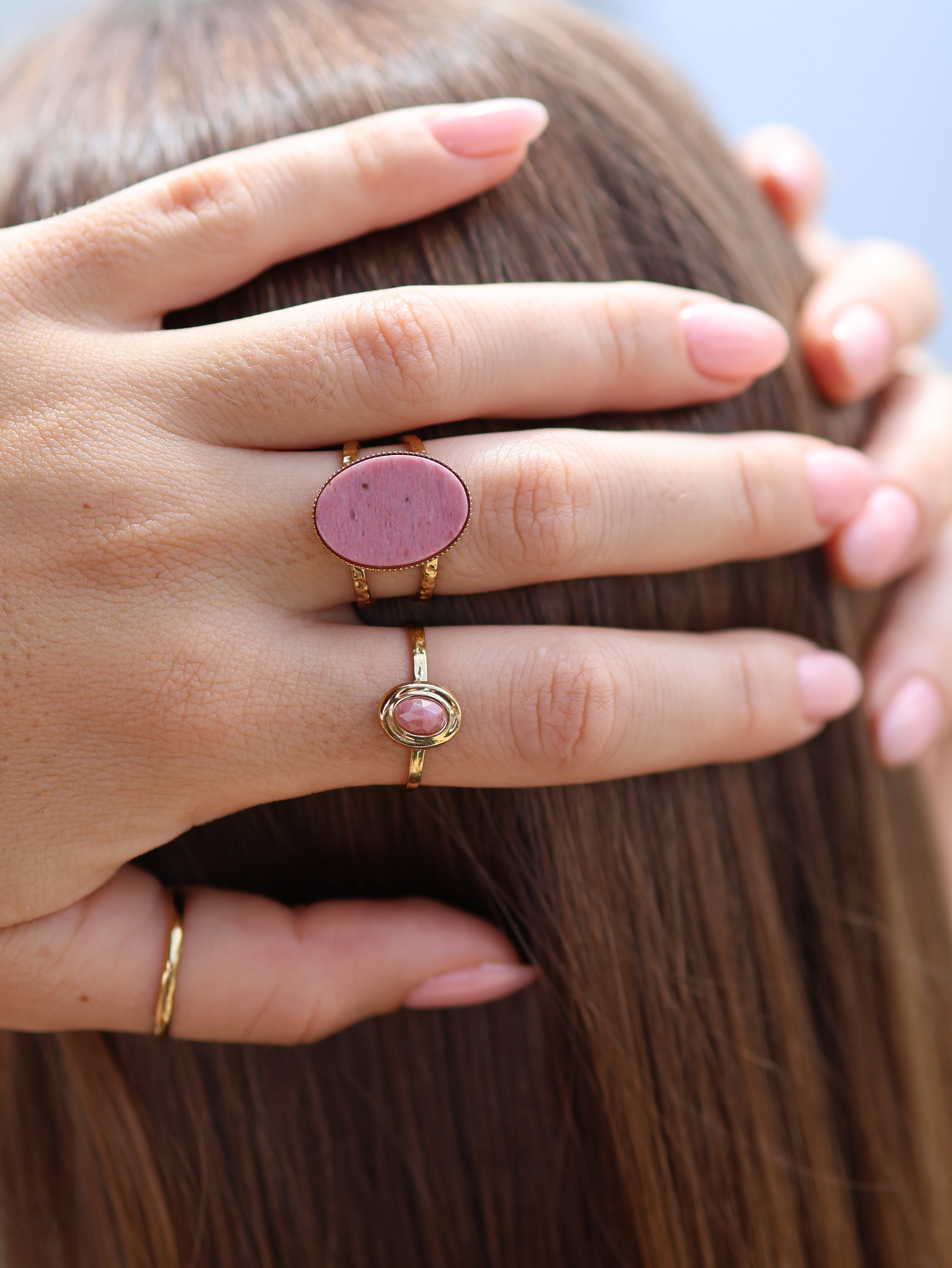 Amalya Rhodochrosite ring — natural stone | NOEVAH