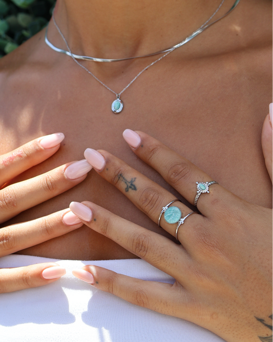 Lisboa Amazonite Silver ring — natural stone | NOEVAH
