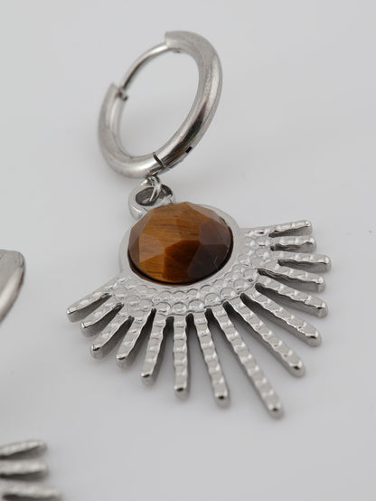Mystic Earrings Tiger Eye Silver — NOEVAH