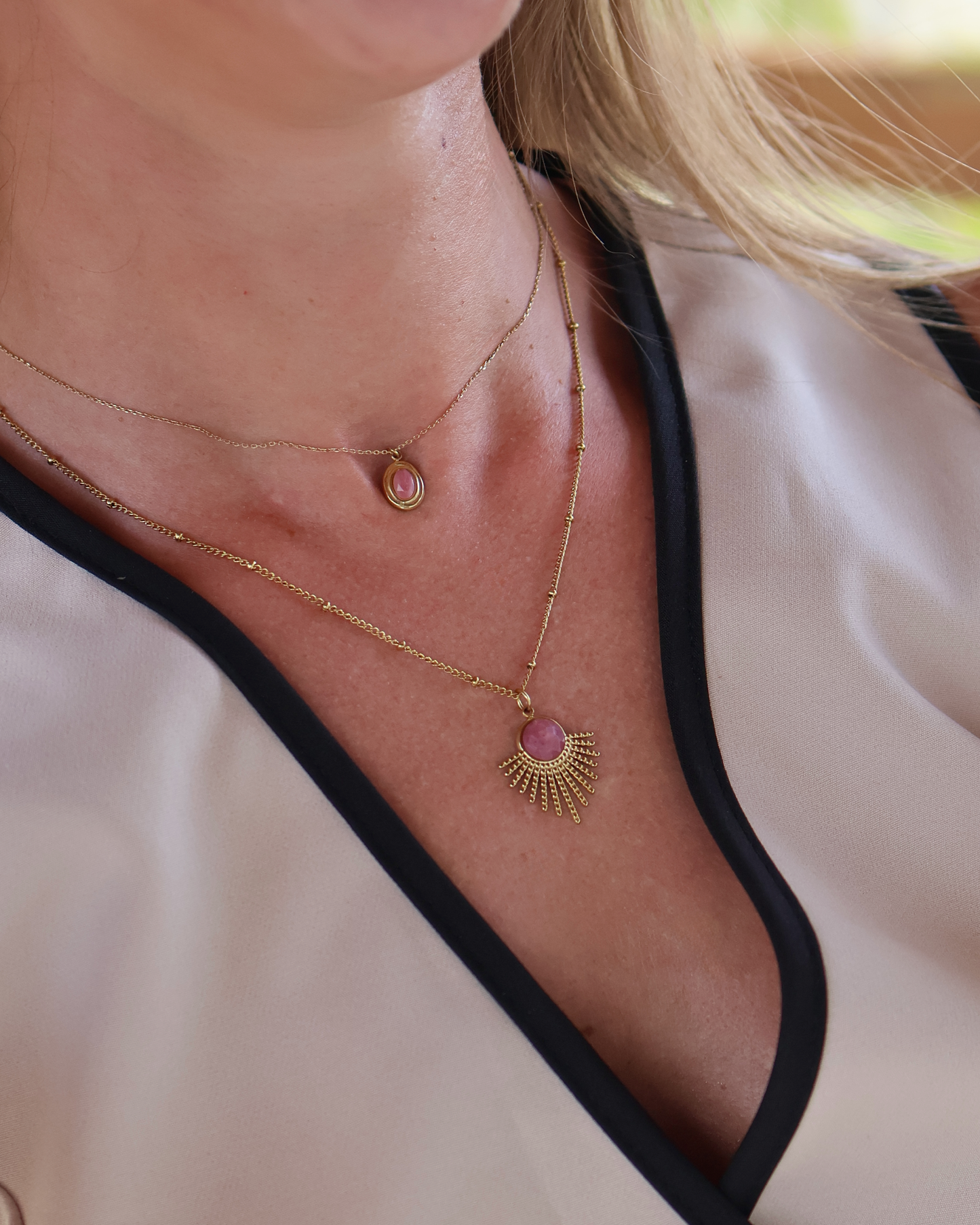 Mystic Rhodochrosite necklace — natural stone | NOEVAH