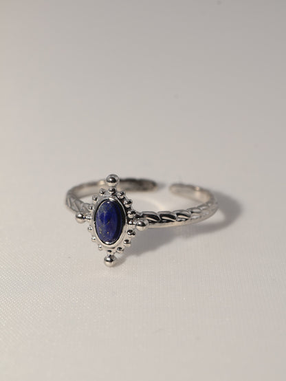 Lisboa Lapis Lazuli ring in silver stainless steel — NOEVAH