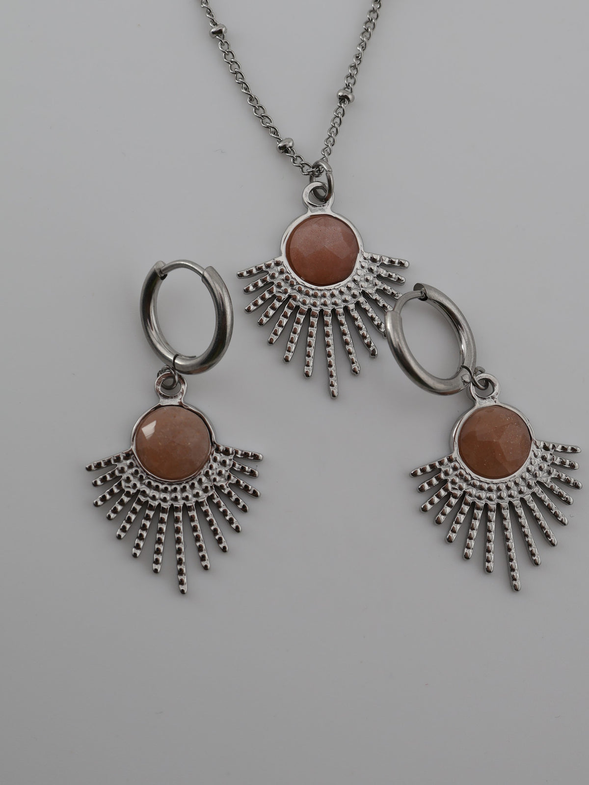 Mystic Earrings Sunstone Silver — NOEVAH