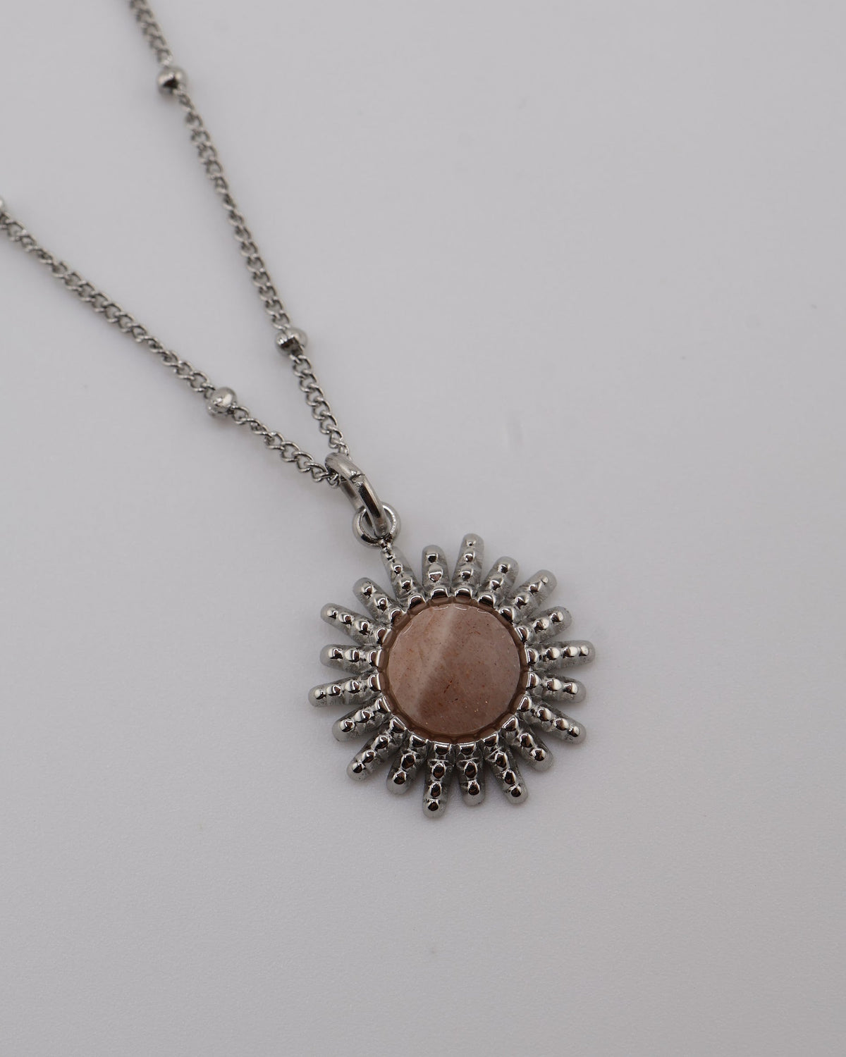 Samira Pink Quartz Silver necklace — NOEVAH