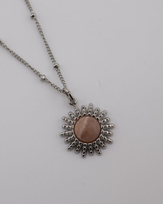 Samira Pink Quartz Silver necklace — NOEVAH