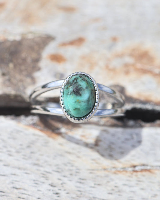 Portimao African Turquoise Silver ring — natural stone | NOEVAH