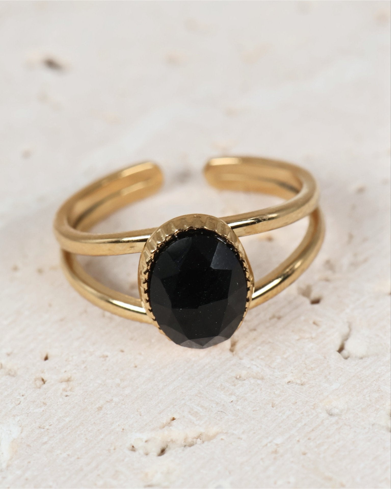 Portimao Black Agate ring — natural stone | NOEVAH