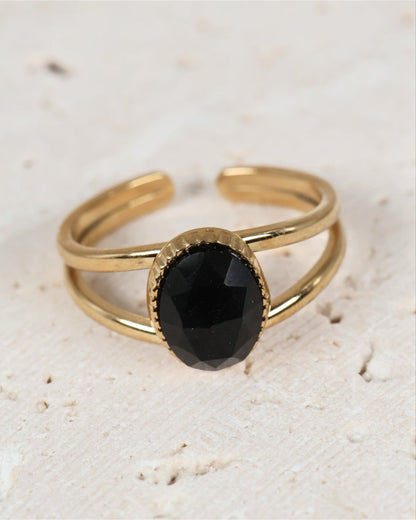 Portimao Black Agate ring — natural stone | NOEVAH