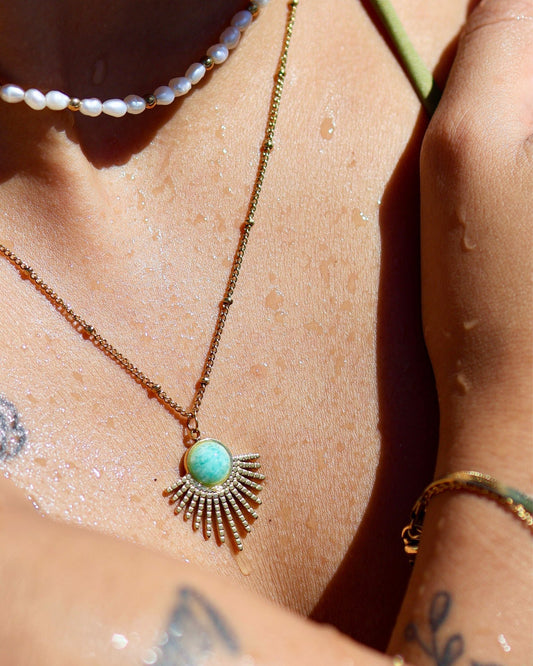 Mystic Amazonite necklace — natural stone | NOEVAH
