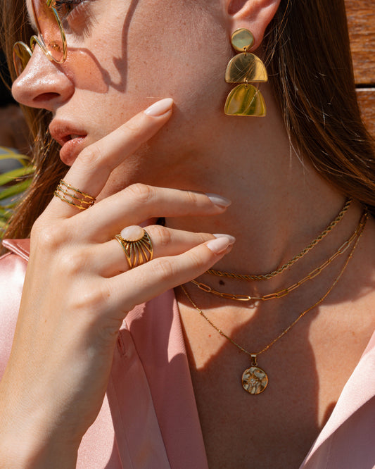 Bali Rose Quartz ring — natural stone | NOEVAH